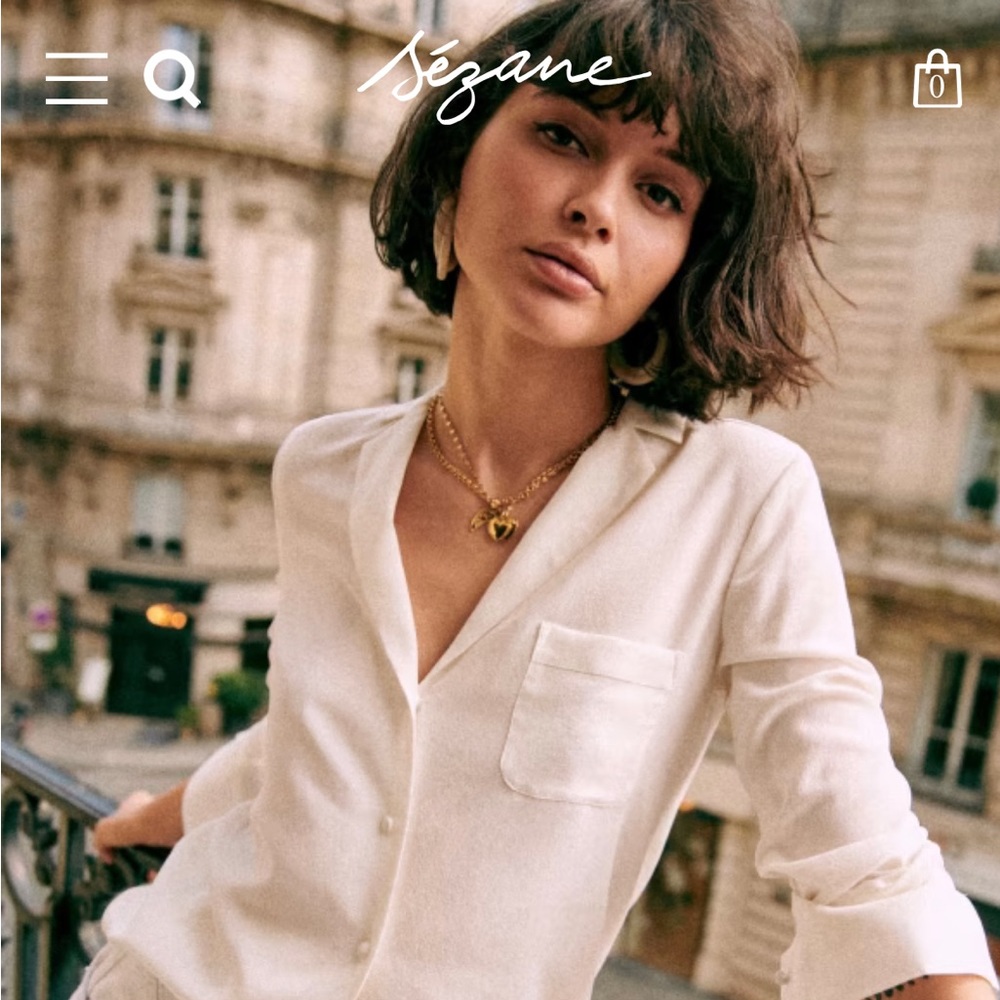 Sezane Florence Shirt silk white size 34